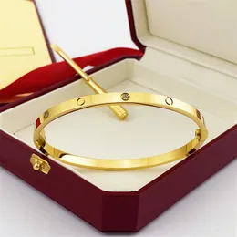 Nuovo bracciale designer di braccialetti classici da 4 mm sottile in acciaio in acciaio in acciaio in acciaio braccialetti da donna uomo amore gioiello regalo famiglia oro diamanti a fessura non size non svaning16-19