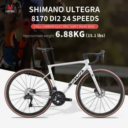 Rowery Sava Pełne węglowe rower drogowy Elektroniczny przesuwanie roweru drogowego T1000 Ramka 24 Speed ​​Ultra-Light 6,88 kg z Shiman0 Ultegra 8170 DI2 Y240423