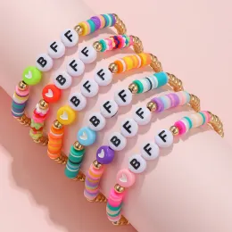 Strands 6pcs/set Bff fatti a mano perle a cuore Bracciale per ragazze per bambini amici di compleanno festa di compleanno