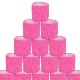 Inks Bright Pink Tape Tattoo Handle Bandage AntiSlip Sports Nonwoven Waterproof Disposable SelfAdhesive Elastic Bandage Grip Cover