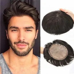 Toupee Mens Prosthes Human Human Human Male Wig Natural Hair Wigs Para Man Skin Fino Cabelo Brasileiro Sistema Sistema de Sistema 240412