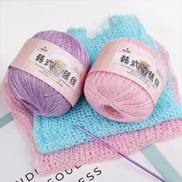 50gpc Lace Cotton Yarn Silk Mão de tricô de crochê fino para chapéu Diy Frea de xale de boneca 240411