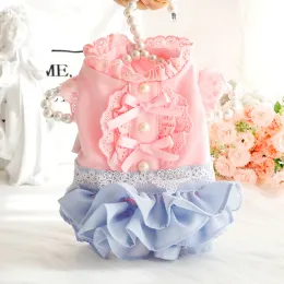 Kleider Sommerprinzessin Haustierkleid für Hund kleine Welpen Spitze Tutu Hochzeitsfeier Rock für Chihuahua Yorks Bowknot schöne Hundebereich Kleidung