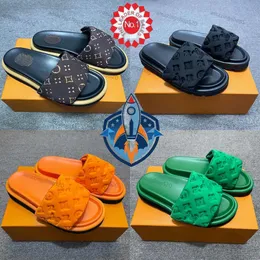 Najlepsza jakość Summer Pokój Designer Sunny Beach Sandal Sandał Miękki płaskie buty Pary Prezent z logo Mule Pillow Slajdy Slajdy Vintage Buty Męskie Women 36-46