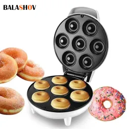 가전 ​​제품 휴대용 미니 도넛 기계 7hole 전기 그릴 도넛 제조업체 불격 부엌 기기 아이 스낵 디저트 아침 식사 제작자