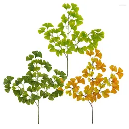 Decorative Flowers Artificial Ginkgo Leaf Branches Silk Plants Fake Branch Autumn Yellow Bouquet Plantas Artificiales Para Decoracion