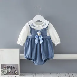 Pezzi neonati neonati bambine vestiti da abbigliamento peter pan collar maniche lunghe tute abiti da tuta abiti per bambini 02y