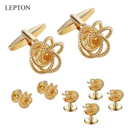 Ссылки Lowkey Luxury Metal Knots Mortglinks Tuxedo Studs устанавливает Lepton 14k Gold Colar Cuff Links Cufflars Cufflink для мужчин