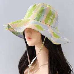 Berets Mint Mangbo Bunte Sonnenschutzhut für Frauen Sommerband Big EAF Fisherman's UV -Schutz Sonnenschirm