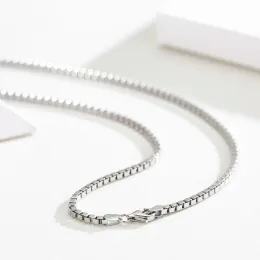 Halsband 4560 cm 2mm eller 2,8 mm riktig 925 sterling silver lådkedja långa halsband kvinnor män smycken grossistkoly krage ketting hiphop