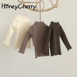 Tops Honeycherry Herbst Neues Baby Baumwolle Langzeitthirt Little Girls Clothing Girls T -Shirt