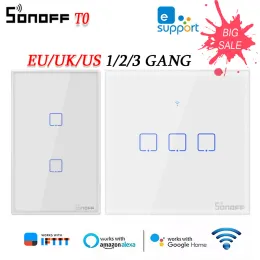 제어 Sonoff T0 TX WiFi Smart Wall Switch EU/US/UK 1/2/3 갱 갱단 조명 스위치를 통해 Alexa Google Home과 함께 작동합니다.