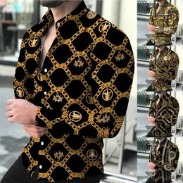 Men's T Shirts New Spring and Autumn Checkered Casual Personality Trendy Men's Long sleeved 3D Printed Shirt Large Shirt Man Tees Polos tops