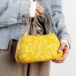 Вечерние сумки желтые дамы ручные сумки складки для женщин дизайнерские кошельки и сумочки жемчужины Hasp женское плечо