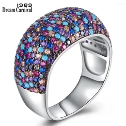 مع الحجارة الجانبية Dreamcarnival 1989 Punk Design Fashion Mix Color Micro CZ Crystals Rings for Women يجب أن يكون لها أسعار بالجملة