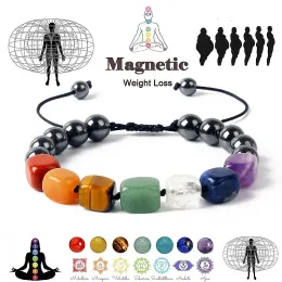 Stränge 2024 Hämatit 7 Chakra Armband Männer Energie Naturstein geflochtene Armbänder für Frauen Gewichtsverlust Meditation Yoga Heilschmuck