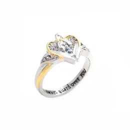 Ny graverad bön Angel Diamond Ring, europeisk och amerikansk fashionabla kvinnors dubbla färgring