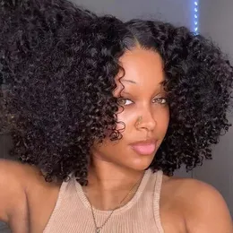 Weargo Kinky Curly 4x4 HD Lace Frontal Frontal Closure Short Wig Glueless Pre-Cut Lace 12inch 180 ٪ No Glue No Gel