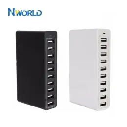 Hubs Múltiplos carregador USB, 60W/12A 10Port Desktop Charger Charging Station Multi Port Travel Charger Fast Wall Hub com smartphones