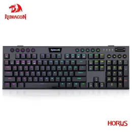 Redragon Horus K618 RGB Support Bluetooth 50 Wireless USB 24G 3 MODE MODE MECTRICALICAL GAMING KEYYS 104 مفاتيح لحساب الكمبيوتر المحمول 240419