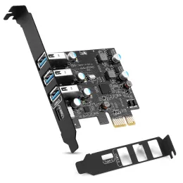 カードUSB 3.0+Typec Port PCIE拡張カードPCI Express 1X PCIE USB 3.0ハブアダプターカード4ポートUSB3.0 5GBPSコントローラー2Uケース用