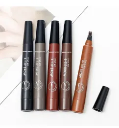 Máquina 5 coloridas por longa sobrancelha de líquido marrom Pen Pen à prova d'água 4 garfo de ponta de tatuagem lápis Mulheres olhos maquiagem de beleza cosmética TSLM1