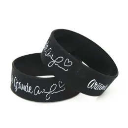 Bracelets 1PC One Banda House Wide Band Music Star Rubber Bracelets&Bangles Wide Black Ariana Grande Silicone Wristband Fans Gifts SH212