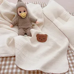 Cobertores nascidos Baby Muslin Swaddle Cotton Gaze Towel Bear Blanket Soft Bedding Set