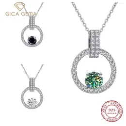 Anhänger Gica Gema Moissanit Diamant 6,5 mm 1ct Halskette für Frauen Anhänger 925 Silberinnen Ketten Ketten Party Brautfeinschmuck