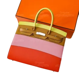 12A Top Mirror Quality Designer Bolsas de sacolas puras fios de cera artesanais costurados em couro original Arco-íris correspondente de cor de cor para feminino bolsas de luxo com caixa.