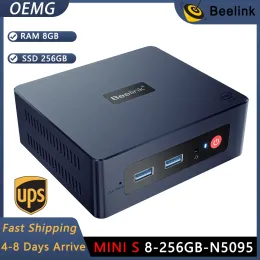 Chain/Miner Beelink Mini S N5095, 8 GB RAM, 256 GB SSD Dual HDMI 4K UHD, Gigabit Ethernet, Dual WiFi, BT Ideal för hem och kontor