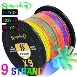 Tillbehör sougayilang ny x9 flätad fiskelinje 9 strängar 150 m 350 m 550 m PE fiske linje multifilament stark extra tunn fiske linje