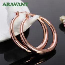 Ohrringe Aravant 925 Silber 35mm Roségold -Reifen Ohrringe für Frauen Mädchen Mode Schmuck