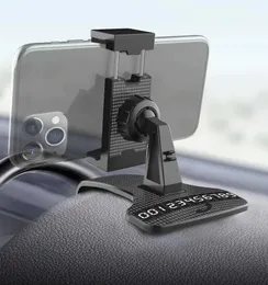 Mobiltelefonmonteringar Holders Universal Car Mount Holder HUD Dashboard Smartphone Holder Car Holder Non-Slip för mobiltelefon GPS Black 360-Rotate för Y240423