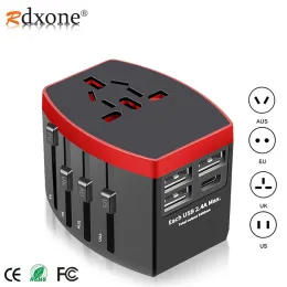 شواحن Rdxone Adapter International Universal Power Power Adapter Allinone USB C Port Worldwide Wall Charger للمملكة المتحدة/الاتحاد الأوروبي/الولايات المتحدة