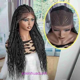 Hot Selling Headboning Internet Celebrity Triple Braid Långt lockigt hår med spets syntetfiber peruk framför