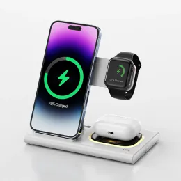 Caricabatterie 3 in 1 stand di caricabatterie wireless per iPhone Apple Watch Magnetic Charging Stand per iPhone 14 13 12 11 Station Dock di ricarica rapida