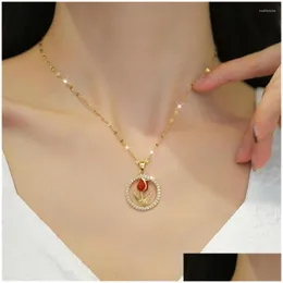 Chokers Choker Luxury Designer Jewelry Boho Rose Flower Pendant Halsband CZ Circle Zircon Crystal Collier Femme Wedding Present Drop Del Dhsyv