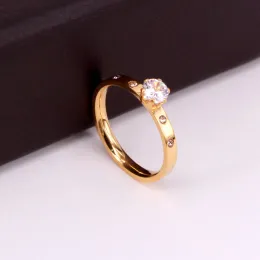 Bänder lieben Schmuck Titanuim Stahl Roségold Ring Kristallring für Frauen Paar Fingerringe Hochzeit Size59 R0081