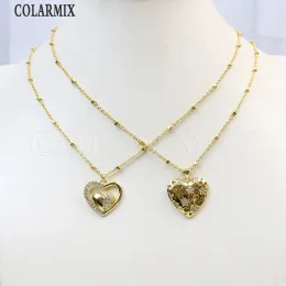 Colares 10 PCs Gold Maked Heart Shape Pingente Jóias Presente Mulheres Cadeia Jóias Trendy 52944