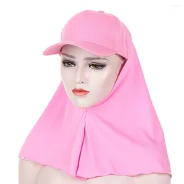 Этническая одежда мода Женщины Женщины Сплошная бейсбольная шляпа хиджаб мусульманс