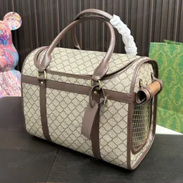 Pet Carrier Dog Bag Designer Cat Carriers Case Handbags Classic Net Travel Outdoor Web Beige Ebony Canvas Mesh Window Luxury Double Handtag Tote