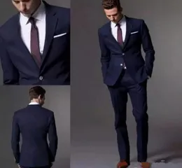 Custom Made Navy Blue Men Sui Moda Groom Casamento Blazer Slim Fit Tuxedos 2 peças JACEADPANTS4628342