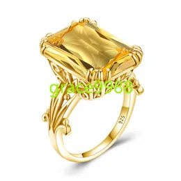 Arrangör Handgjorda gör Supplie 18k Fylld guld Citrine Gemstone Luxury Women Designer Custom 925 Silver Jewelry Vintage Rings