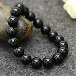 Strands Natural Black Tourmaline Bracelet Stone Beads Bracelet Gem Stone Energy Bracelet Men Yoga Energy Handmade Women Gift