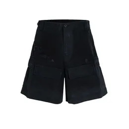 Vintage Ripped Damaged Black Cargo Shorts For Men High Street