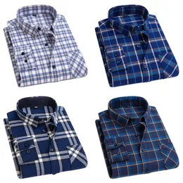 Brand Aoliwen Men 100% Cotton Classic Plaid Farm City Shirt casual grande abito per flanella colorata morbida 220322