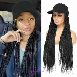 Factory Outlet Fashion Wig Hair Online Shop Venda a quente vendendo três tranças Baseball Cap gradiente de fibra sintética Black Brown Long Hat Wi