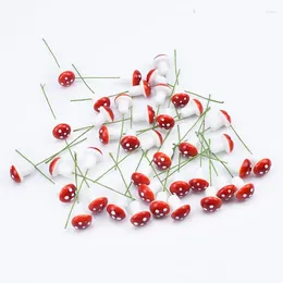 Decorative Flowers 50/100PCS Artificial Bubble Mushroom Red Home Garden Decoration Christmas Garland Ornamental Flowerpot Handmade Festival