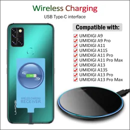 Receptor de carregamento sem fio da Chargers para UMIDIGI A11S A13S A9 A11 A13 Pro Max Wireless Charger+Adaptador USB TypeC